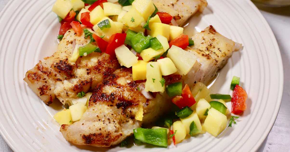 Grouper on the Grill – Easy Grilled Grouper with Mango Salsa | gritsandpinecones.com
